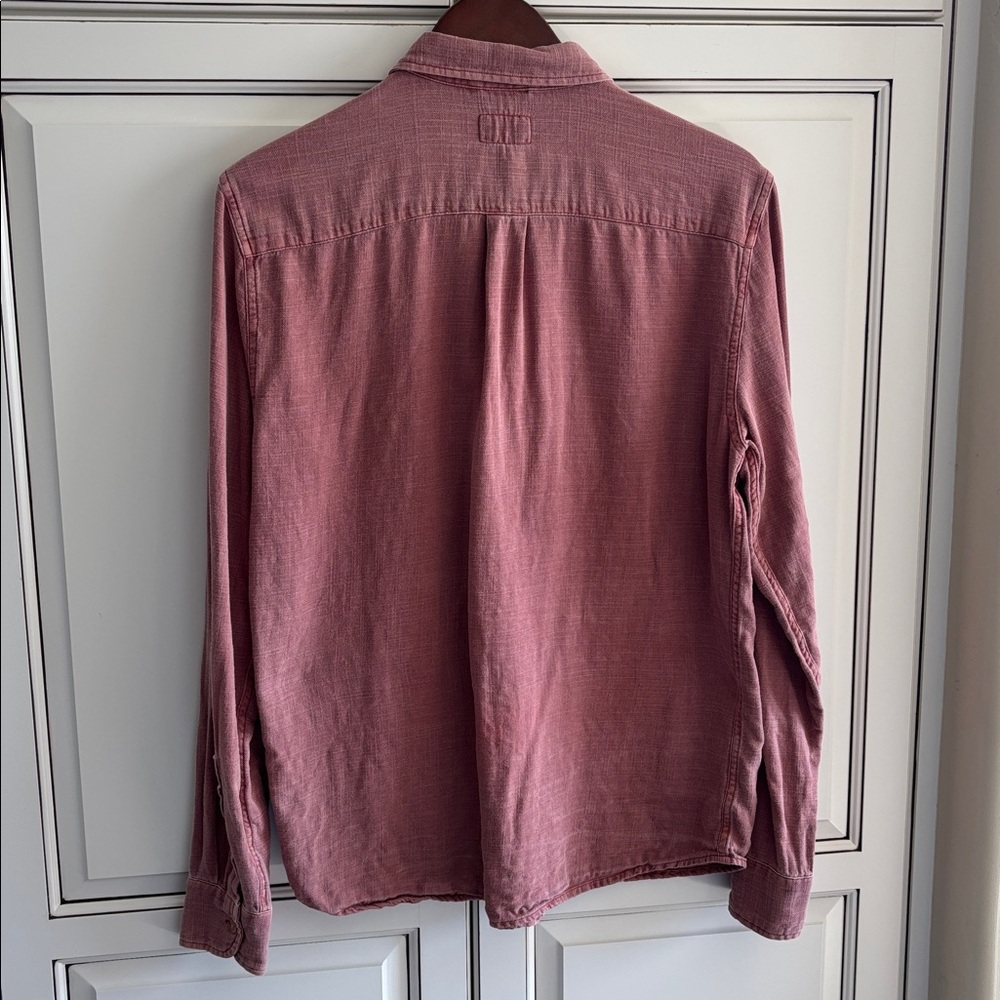 Marine Layer Stonewashed Red Cotton Long Sleeve Button Shirt Mens Size Medium - Picture 11 of 11